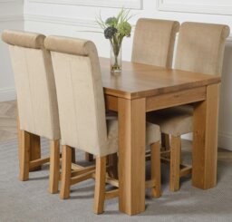 Rackhams Dakota Small Oak Dining Table with Washington Fabric Chairs - 6 chairs - Beige - thumbnail 6