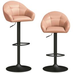 Rackhams Bar Stools Adjustable Height Backrest Set of 2, Brown - thumbnail 3