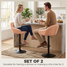 Rackhams Bar Stools Adjustable Height Backrest Set of 2, Brown - thumbnail 5