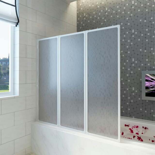 Rackhams Shower Bath Screen Wall 141 x 132 cm 3 Panels Foldable