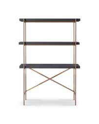 Rackhams Adriana Bookshelves With Desk - Black Marble - Brushed Bronze - White Wood Laminate - thumbnail 5