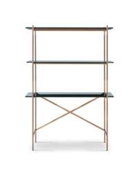 Rackhams Adriana Bookshelves With Desk - Black Marble - Brushed Bronze - White Wood Laminate - thumbnail 6