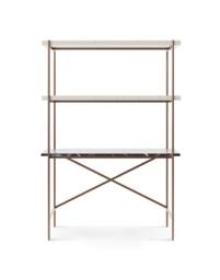 Rackhams Adriana Bookshelves With Desk - Black Marble - Brushed Bronze - White Wood Laminate - thumbnail 1