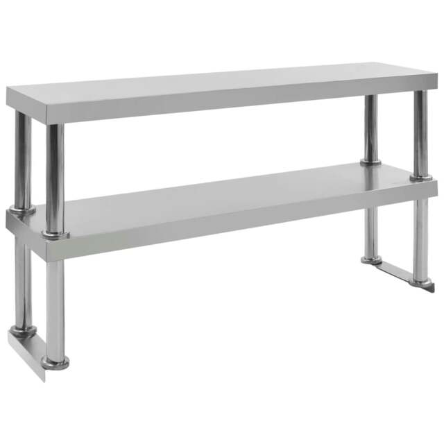 Rackhams 2-Tier Work Table Overshelf 120x30x65 cm Stainless Steel - image 1
