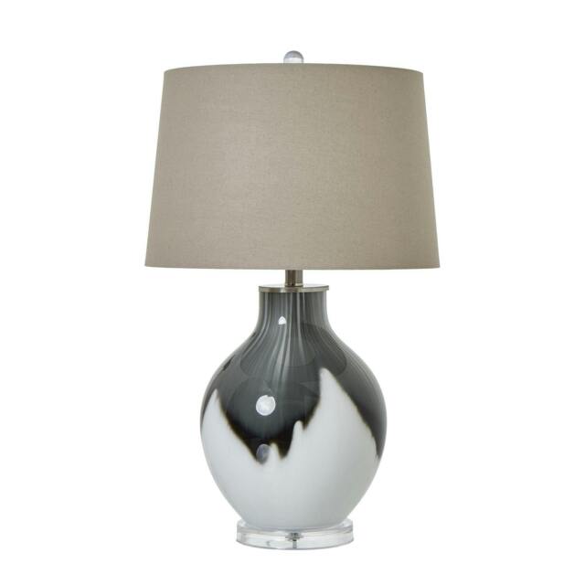 Rackhams Shadow Glass Table Lamp (UK Plug) - Grey - 67cm x 41cm x 41cm - Grey - 100% Mixed - image 1