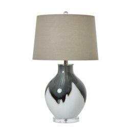 Rackhams Shadow Glass Table Lamp (UK Plug) - Grey - 67cm x 41cm x 41cm - Grey - 100% Mixed - thumbnail 2
