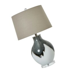Rackhams Shadow Glass Table Lamp (UK Plug) - Grey - 67cm x 41cm x 41cm - Grey - 100% Mixed - thumbnail 3