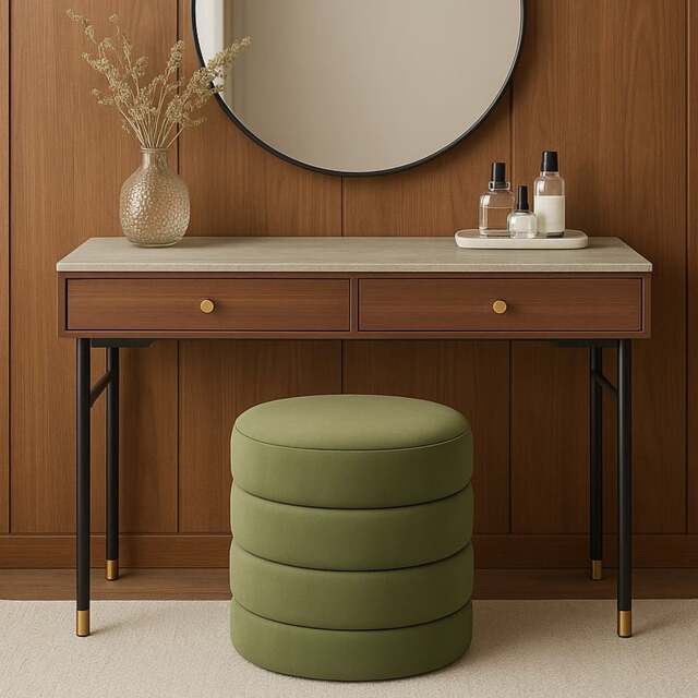Rackhams Ripple Cylindrical Ribbed Stool - Olive Green - Pack of 2 - Olive Green - image 1