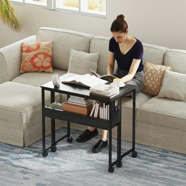 Rackhams 80 cm Foldable Computer Desk on Wheels for Small Spaces, Black - 50 - MDF, Steel - 80 - image 1