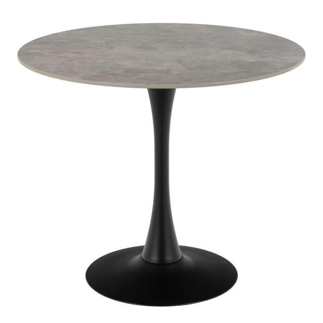 Rackhams Malta Ceramic Round Dining Table Grey/Black 90x75 cm - Black - No - Grey - image 1