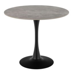 Rackhams Malta Ceramic Round Dining Table Grey/Black 90x75 cm - Black - No - Grey