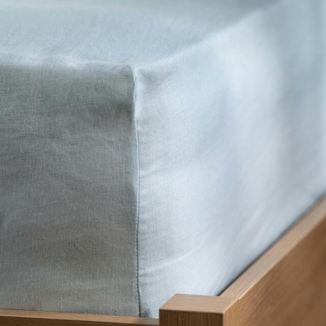 Rackhams Mineral Blue French Linen 40cm Deep Fitted Sheets - Double - image 1
