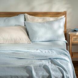Rackhams Mineral Blue French Linen 40cm Deep Fitted Sheets - Double - thumbnail 3