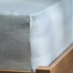Rackhams Mineral Blue French Linen 40cm Deep Fitted Sheets - Double - thumbnail 1