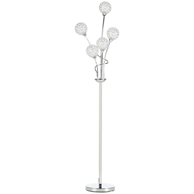 Rackhams Crystal Floor Lamps for Living Room Bedroom with 5 Light, Modern Upright Standing Lamp, 34x25x156cm, Silver - image 1