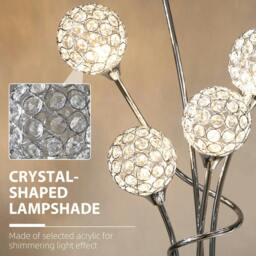 Rackhams Crystal Floor Lamps for Living Room Bedroom with 5 Light, Modern Upright Standing Lamp, 34x25x156cm, Silver - thumbnail 4