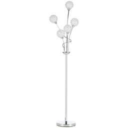 Rackhams Crystal Floor Lamps for Living Room Bedroom with 5 Light, Modern Upright Standing Lamp, 34x25x156cm, Silver - thumbnail 1
