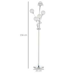 Rackhams Crystal Floor Lamps for Living Room Bedroom with 5 Light, Modern Upright Standing Lamp, 34x25x156cm, Silver - thumbnail 3