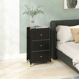 Rackhams Chest of Drawers with 3 Drawers for Bedroom, Living Room, Black - thumbnail 1