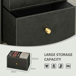Rackhams Chest of Drawers with 3 Drawers for Bedroom, Living Room, Black - thumbnail 4