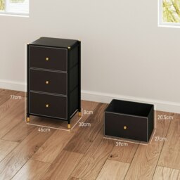 Rackhams Chest of Drawers with 3 Drawers for Bedroom, Living Room, Black - thumbnail 3