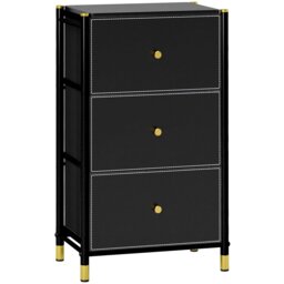 Rackhams Chest of Drawers with 3 Drawers for Bedroom, Living Room, Black - thumbnail 2