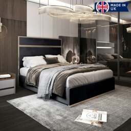 Rackhams Bentley Upholstered Soft Velvet Metal Bed Frame - Black - Black - Double - thumbnail 5