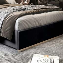 Rackhams Bentley Upholstered Soft Velvet Metal Bed Frame - Black - Black - Double - thumbnail 3