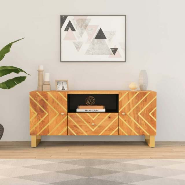 Rackhams TV Cabinet Brown and Black 105x33.5x46 cm Solid Wood Mango - Brown - Solid mango wood with acacia brown finish, MDF, iron