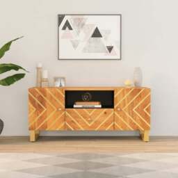 Rackhams TV Cabinet Brown and Black 105x33.5x46 cm Solid Wood Mango - Brown - Solid mango wood with acacia brown finish, MDF, iron