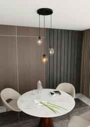 Rackhams ISTAR Pendant lamp  3 x E27 Black with Transparent, Graphite and Amber Shade - thumbnail 3