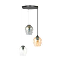 Rackhams ISTAR Pendant lamp  3 x E27 Black with Transparent, Graphite and Amber Shade - thumbnail 2