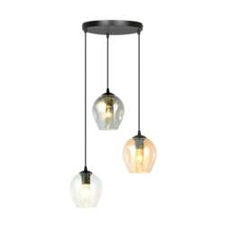 Rackhams ISTAR Pendant lamp  3 x E27 Black with Transparent, Graphite and Amber Shade