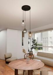 Rackhams ISTAR Pendant lamp  3 x E27 Black with Transparent, Graphite and Amber Shade - thumbnail 5