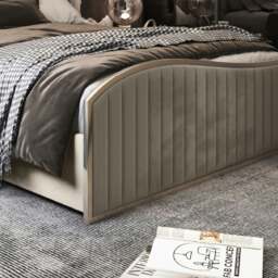 Rackhams Brixton Upholstered Soft Velvet Metal Bed Frame - Cream - Super king - Silver - thumbnail 3