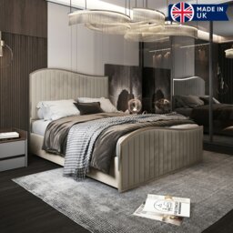 Rackhams Brixton Upholstered Soft Velvet Metal Bed Frame - Cream - Super king - Silver - thumbnail 5