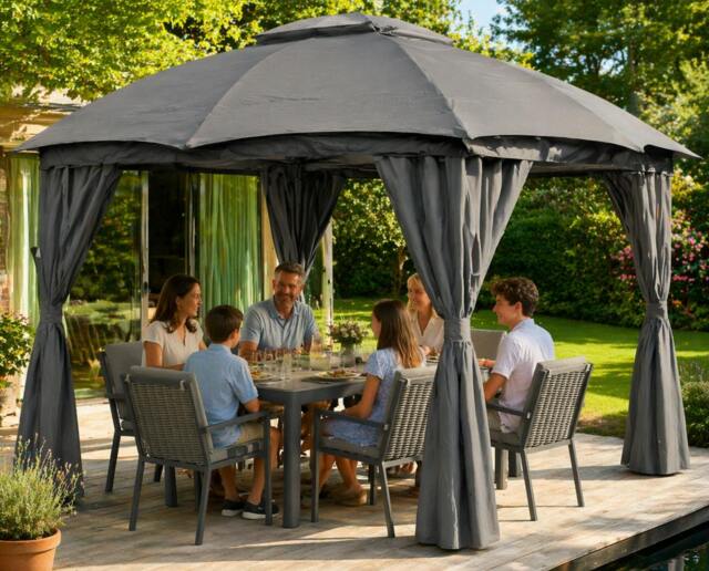 Rackhams Abbey 6-Seater Garden Dining Set - FREE Gazebo RIO Included - image 1