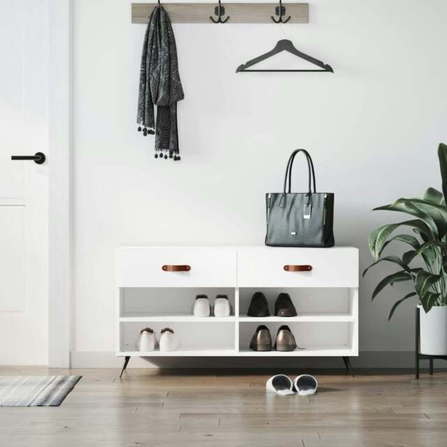 Rackhams Shoe Bench White 102x35x55 cm Engineered Wood
