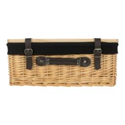 Rackhams Buff Black Lined Willow Picnic Basket with Pinewood Lid - Extra Large - 1 - Wicker and Pinewood - thumbnail 4