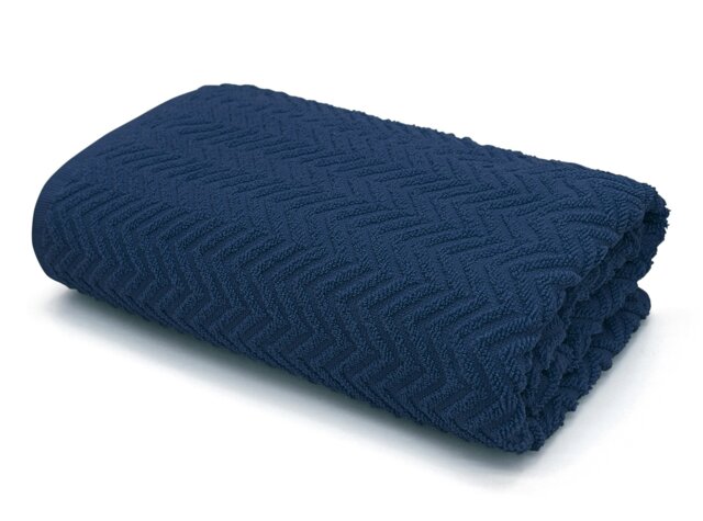Rackhams 100% Cotton Chevron Towels - Navy - Navy - Bath Towel