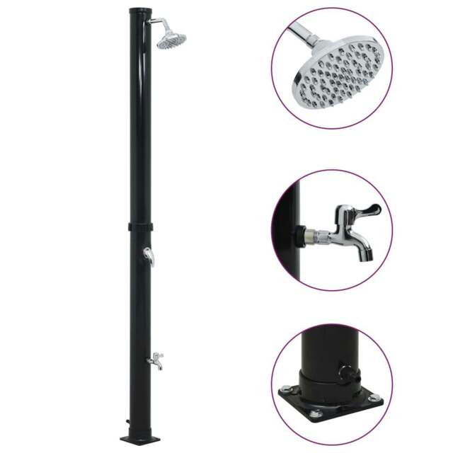 Rackhams Solar Shower Black 220 cm 20 L