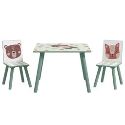Rackhams Kids Table and Chairs, Children Desk with 2 Chairs, Green - thumbnail 2