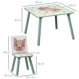 Rackhams Kids Table and Chairs, Children Desk with 2 Chairs, Green - thumbnail 3