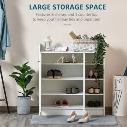Rackhams Shoe Storage Cabinet Footwear Rack Stand w/Adjustable Shelves White - White - thumbnail 5