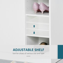 Rackhams Shoe Storage Cabinet Footwear Rack Stand w/Adjustable Shelves White - White - thumbnail 6