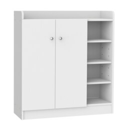 Rackhams Shoe Storage Cabinet Footwear Rack Stand w/Adjustable Shelves White - White - thumbnail 2
