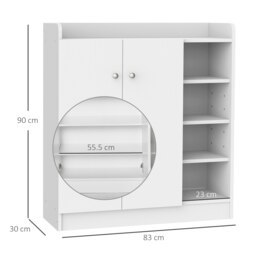Rackhams Shoe Storage Cabinet Footwear Rack Stand w/Adjustable Shelves White - White - thumbnail 4