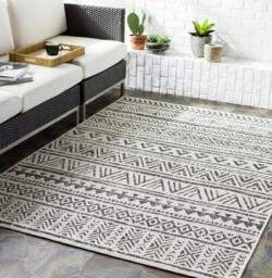 Rackhams Eagean-Geometric Black Grey White Charcoal In- & Outdoor Rug - 130 x 180 cm