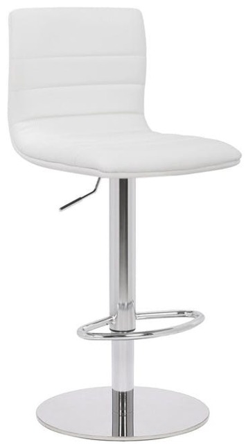 Rackhams Deluxe Aldo White Bar Stool - Height Adjustable Swivel Breakfast Barstool - image 1