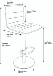 Rackhams Deluxe Aldo White Bar Stool - Height Adjustable Swivel Breakfast Barstool - thumbnail 4